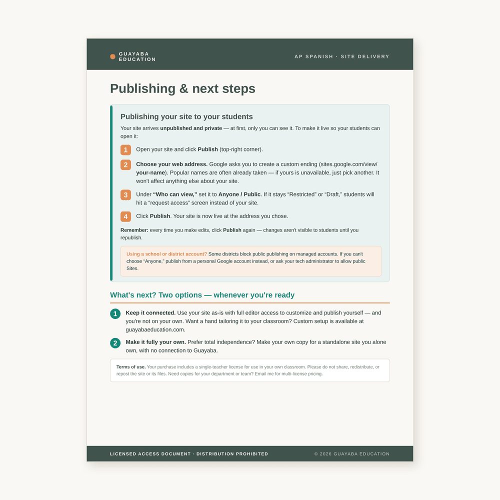 Preview 3 of the AP Spanish — Google Site materials