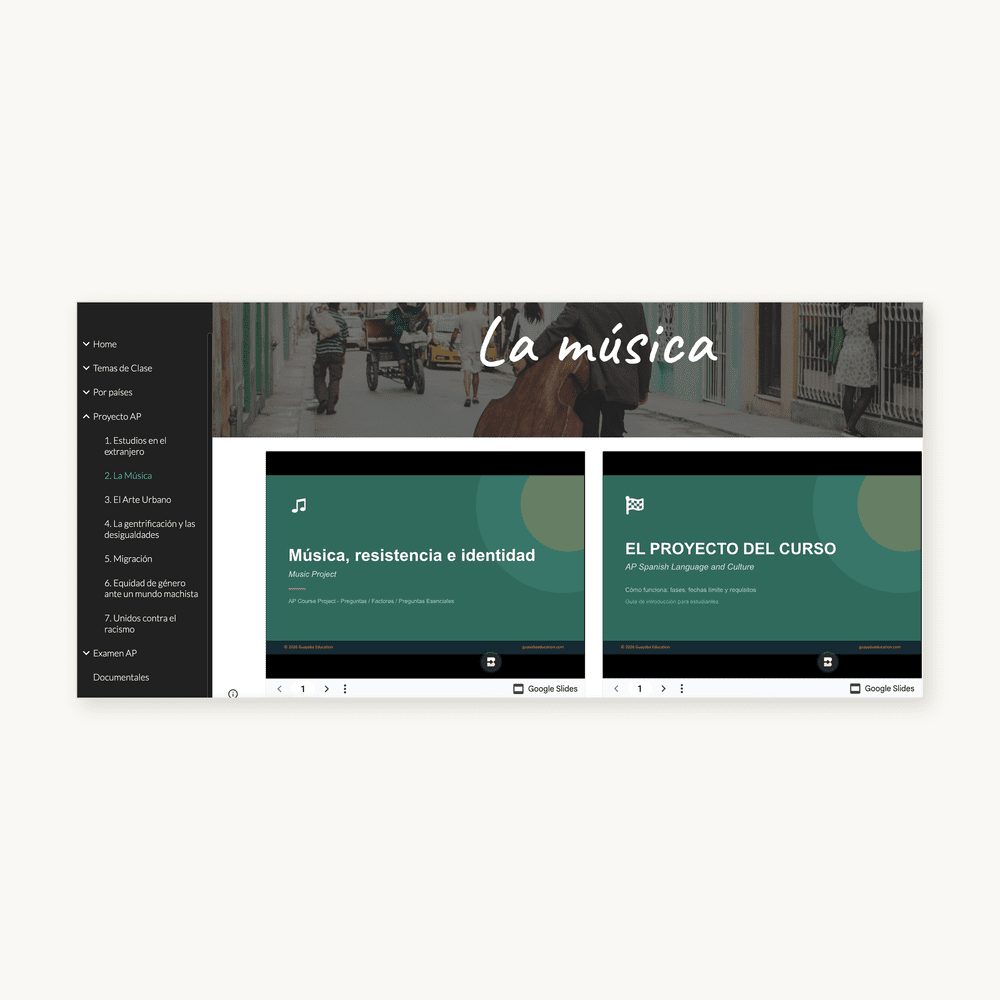 Preview 8 of the AP Spanish — Google Site materials