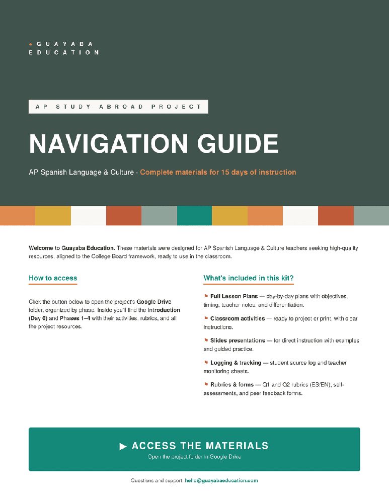 Navigation guide overview of the AP Study Abroad Project